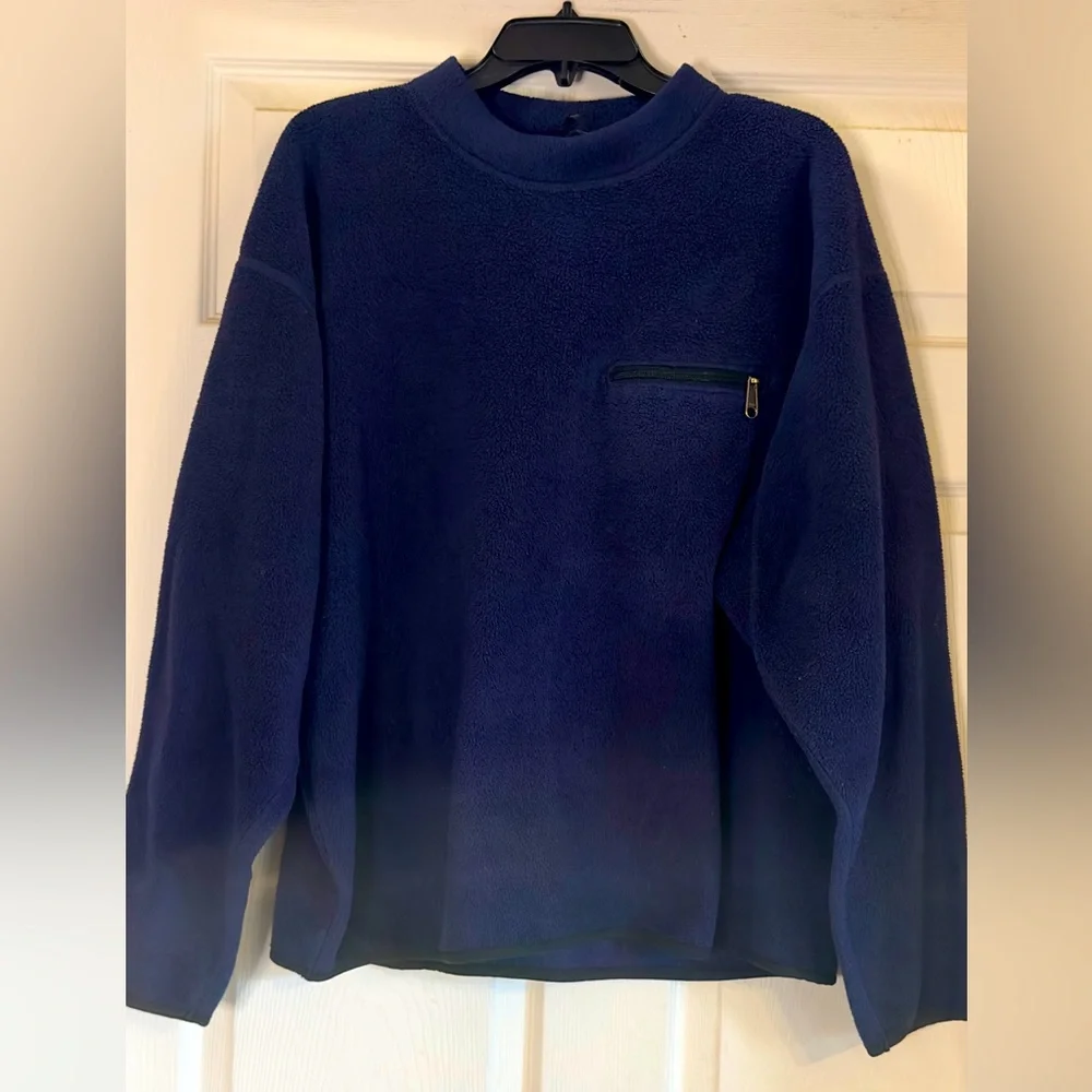 The North Face Men's Navy Crewneck‎ Tech Front zip up pocket Sweater Size L